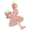 Clayre & Eef 6PR5304 Decoratie Hangfiguur Ballerina 6x6x10 cm Roze