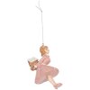 Clayre & Eef 6PR5304 Decoratie Hangfiguur Ballerina 6x6x10 cm Roze