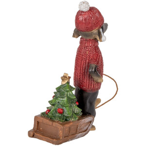 Clayre & Eef 6PR5305 Decoratie Hond Dackel 8x4x13 cm Bruin Rood