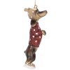 Clayre & Eef 6PR5306 Decoratiehangertje Hond 4x3x10 cm Bruin Rood