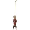 Clayre & Eef 6PR5306 Decoratiehangertje Hond 4x3x10 cm Bruin Rood