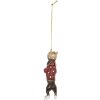Clayre & Eef 6PR5306 Decoratiehangertje Hond 4x3x10 cm Bruin Rood