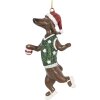 Clayre & Eef 6PR5307 Decoratieve Hondenhanger Bruin & Groen 6x3x10 cm