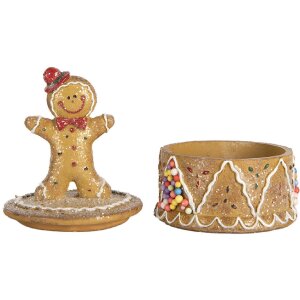 Clayre & Eef 6PR5650 Doos met Peperkoekmannetjes Bruin Ø 7x11 cm