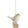 Clayre & Eef 6PR5660 Decoratieve Vogelhanger 6x3x6 cm Beige-goudkleurig