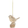 Clayre & Eef 6PR5660 Decoratieve Vogelhanger 6x3x6 cm Beige-goudkleurig