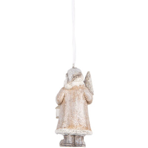 Clayre & Eef 6PR5661 Decoratie Hangfiguur Kerstman 5x4x9 cm Beige/Wit