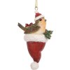 Clayre & Eef 6PR5665 Decoratiehanger Vogel 5x3x9 cm Bruin en Rood