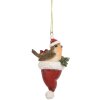 Clayre & Eef 6PR5665 Decoratiehanger Vogel 5x3x9 cm Bruin en Rood