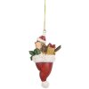 Clayre & Eef 6PR5665 Decoratiehanger Vogel 5x3x9 cm Bruin en Rood