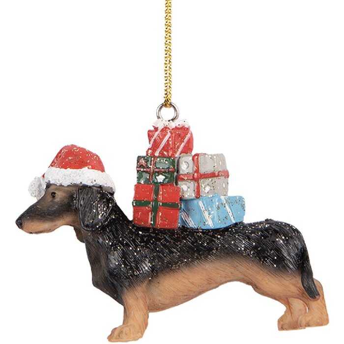 Clayre & Eef 6PR5667 Decoratiehanger Hond 7x2x6 cm Bruin & Zwart