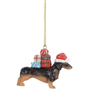 Clayre & Eef 6PR5667 Decoratiehanger Hond 7x2x6 cm Bruin & Zwart