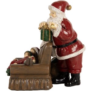 Clayre & Eef 6PR5668 Kerstman met Kinderen 17x13x18 cm Rood