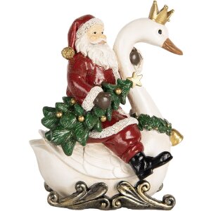 Clayre & Eef 6PR5671 Kerstman op Zwaan 13x10x16 cm...