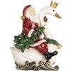Clayre & Eef 6PR5671 Kerstman op Zwaan 13x10x16 cm Rood en Wit
