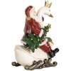 Clayre & Eef 6PR5671 Kerstman op Zwaan 13x10x16 cm Rood en Wit
