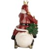 Clayre & Eef 6PR5671 Kerstman op Zwaan 13x10x16 cm Rood en Wit
