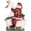 Clayre & Eef 6PR5671 Kerstman op Zwaan 13x10x16 cm Rood en Wit