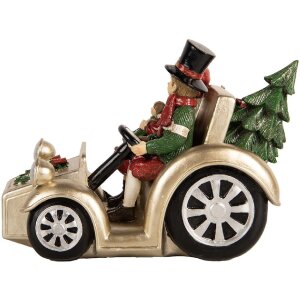 Clayre & Eef 6PR5675 Decoratie Kind in Auto 22x14x16 cm Goudkleurig