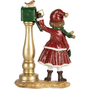 Clayre & Eef 6PR5677 Decoratie Kind bij de brievenbus 8x4x12 cm Rood & Groen