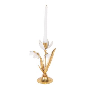 Clayre & Eef 6Y5804 Kandelaar 14x10x25 cm Goudkleurig