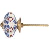 Clayre & Eef 66459 Deurknoop Ø 4x3 cm Wit en Blauw