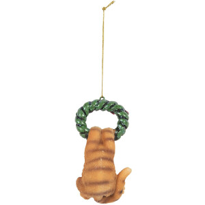 Clayre & Eef 6PR5312 Decoratiehanger Kat 6x5x9 cm Bruin en Groen