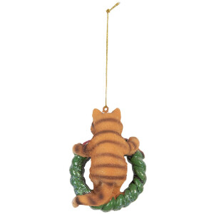 Clayre & Eef 6PR5313 Decoratieve Hangende Kat 6x5x9 cm Bruin & Groen