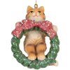Clayre & Eef 6PR5313 Decoratieve Hangende Kat 6x5x9 cm Bruin & Groen