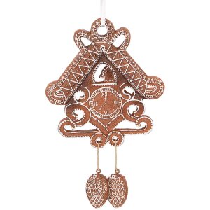 Clayre & Eef 6PR5315 Decoratieve Hanger Huis 12x2x18 cm Bruin Wit