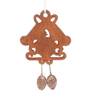 Clayre & Eef 6PR5315 Decoratieve Hanger Huis 12x2x18 cm Bruin Wit