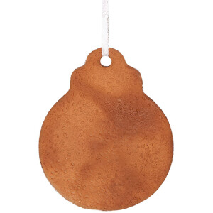 Clayre & Eef 6PR5316 Decoratie Ornament Kerstbal 8x2x10 cm Bruin Wit