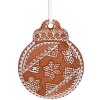 Clayre & Eef 6PR5316 Decoratie Ornament Kerstbal 8x2x10 cm Bruin Wit