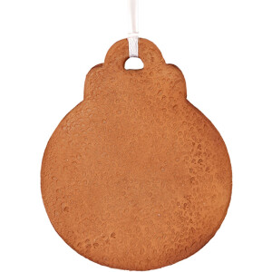 Clayre & Eef 6PR5317 Decoratiehanger Kerstbal 8x2x10 cm Bruin Wit