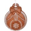 Clayre & Eef 6PR5317 Decoratiehanger Kerstbal 8x2x10 cm Bruin Wit