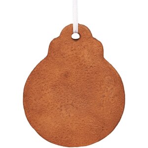 Clayre & Eef 6PR5318 Decoratiehanger Kerstbal 8x2x10 cm Bruin Wit