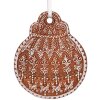 Clayre & Eef 6PR5318 Decoratiehanger Kerstbal 8x2x10 cm Bruin Wit