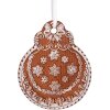 Clayre & Eef 6PR5319 Decoratiehanger Kerstbal 8x2x10 cm Bruin Wit