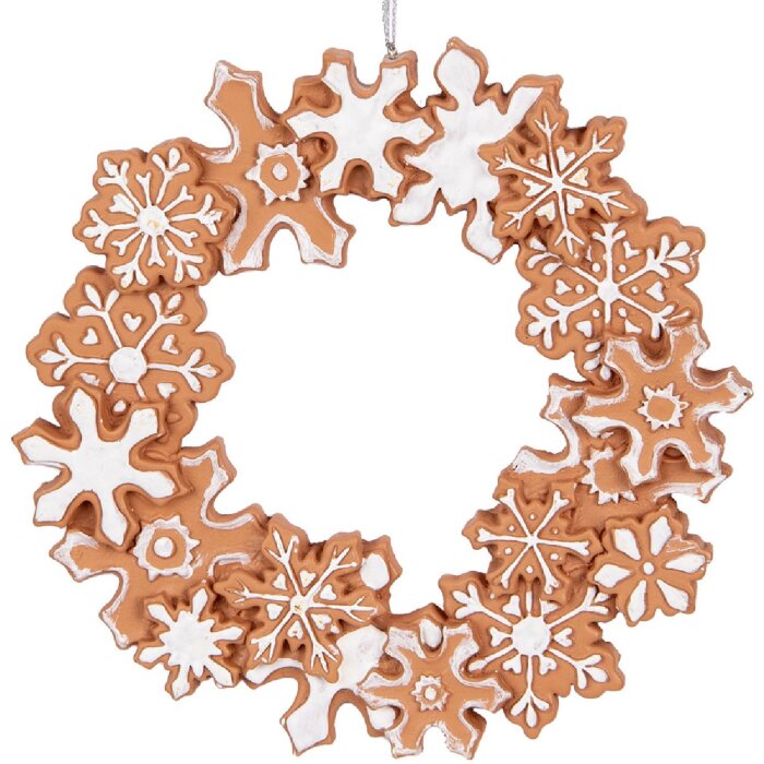Clayre & Eef 6PR5321 Decoratie Hangdecoratie Krans Ø 18x2 cm Bruin Wit