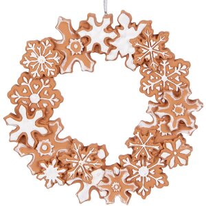 Clayre & Eef 6PR5321 Decoratie Hangdecoratie Krans Ø 18x2 cm Bruin Wit