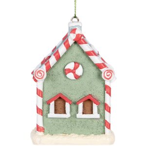 Clayre & Eef 6PR5324 Decoratie Hangornament Huis 6x4x8 cm Groen Wit