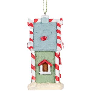 Clayre & Eef 6PR5324 Decoratie Hangornament Huis 6x4x8 cm Groen Wit