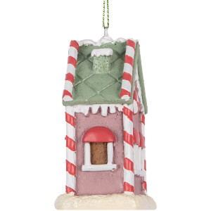 Clayre & Eef 6PR5325 Decoratiehanger Huis 6x4x8 cm Rosa, Wit, Rood, Zwart