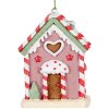 Clayre & Eef 6PR5325 Decoratiehanger Huis 6x4x8 cm Rosa, Wit, Rood, Zwart