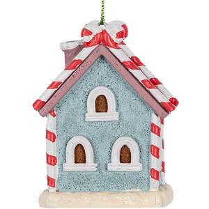 Clayre & Eef 6PR5326 Decoratie Hangornament Huis 6x4x8 cm Blauw Wit