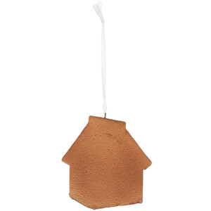 Clayre & Eef 6PR5327 Decoratie Hangornament Huis 9x1x10 cm Wit Bruin