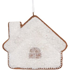 Clayre & Eef 6PR5329 Decoratie Hanger Huis 9x1x8 cm Wit
