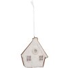 Clayre & Eef Kerstdecoratie Huisje Wit Bruin 9x1x10 cm