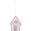 Clayre & Eef 6PR5331 Decoratie Hangdecoratie Huis 8x1x10 cm Wit-Bruin