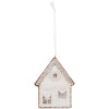 Clayre & Eef 6PR5333 Decoratie Hanger Huis 8x1x10 cm Wit Bruin